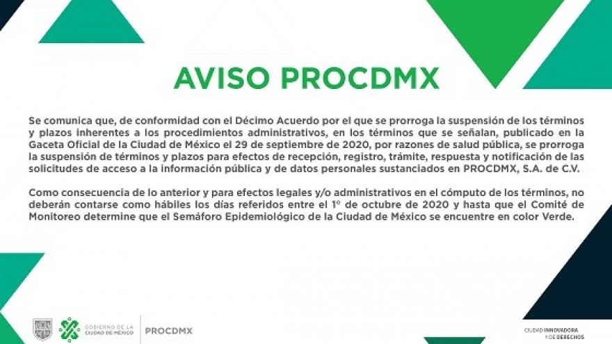 AVISO PROCDMX-OCTUBRE 2020